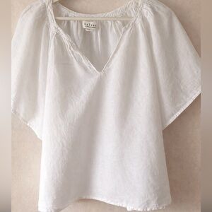 Velvet by Graham & Spencer 100% Linen White Blouse Size S Made in USA Boho